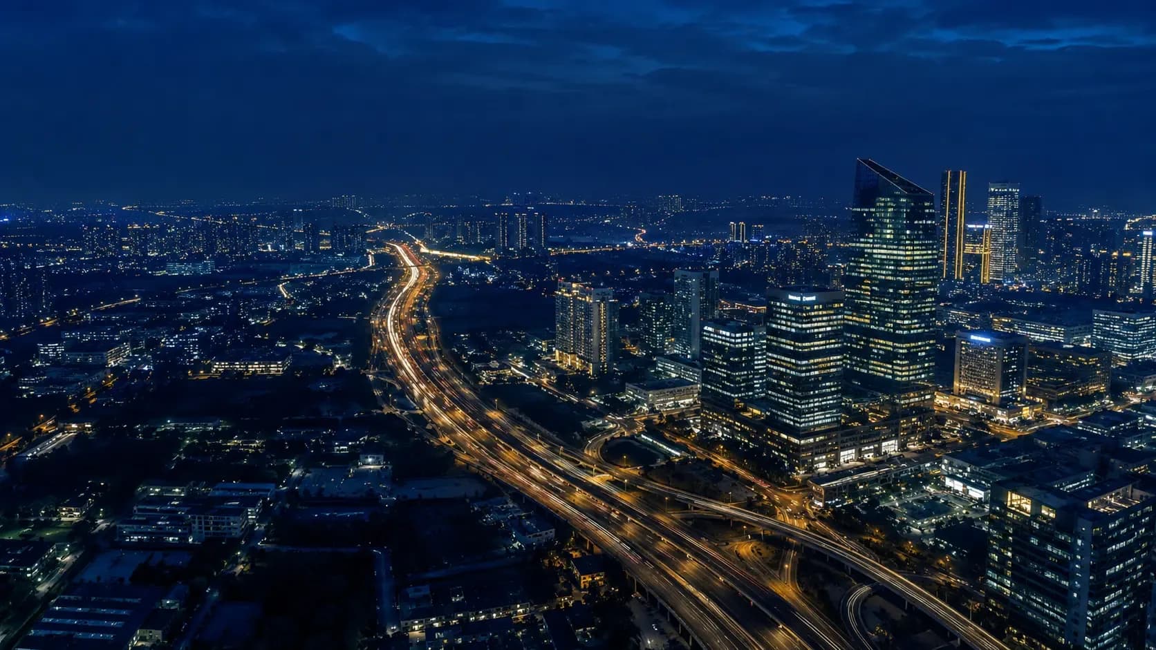 Gurugram skyline at dusk