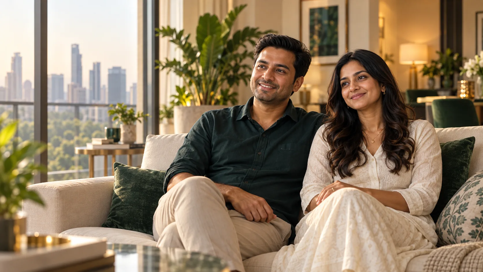 Rohan and Kavya at home in Gurugram, speaking about finding a verified tenant