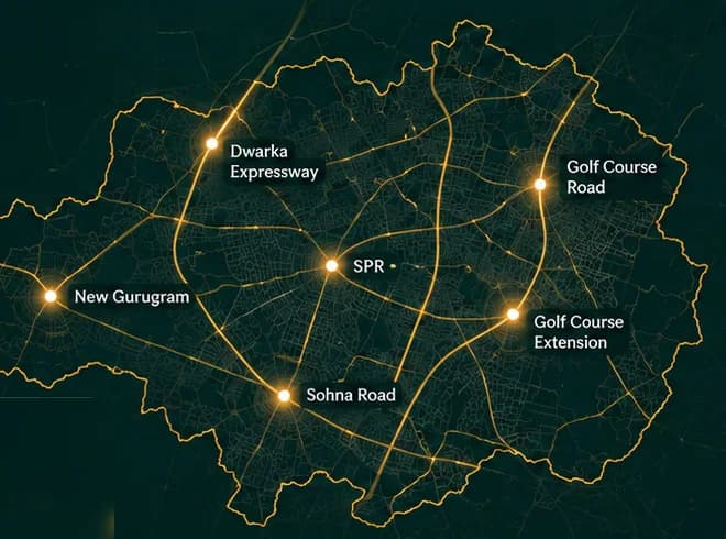Map of Gurugram showing the corridors High Properties manages across