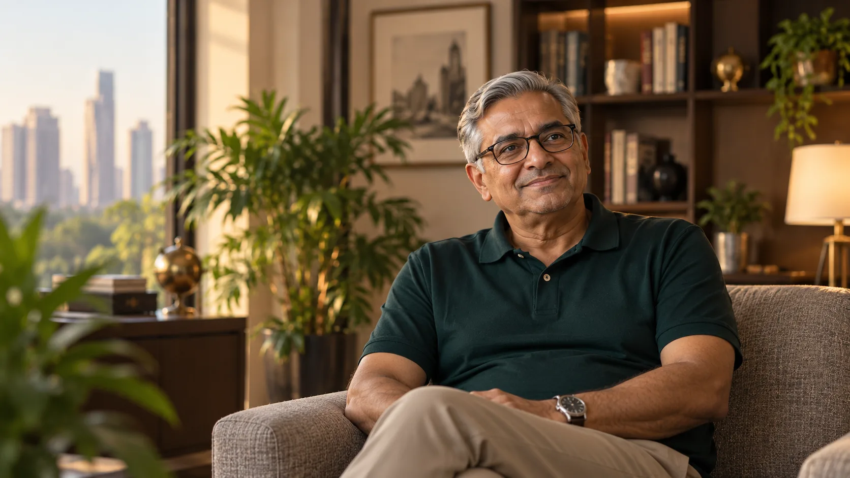 Rajiv Malhotra at home in Delhi, speaking about documented rent and repairs